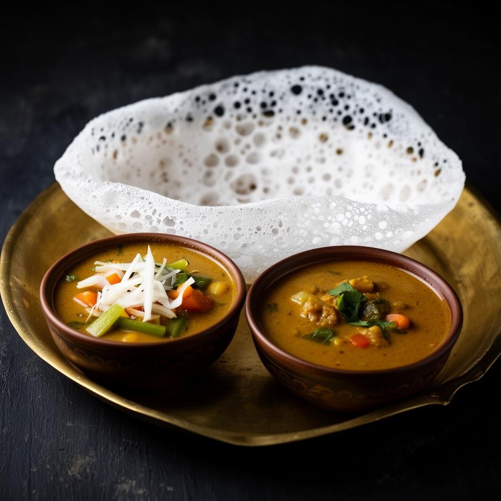 South Indian appam with vegetable stew